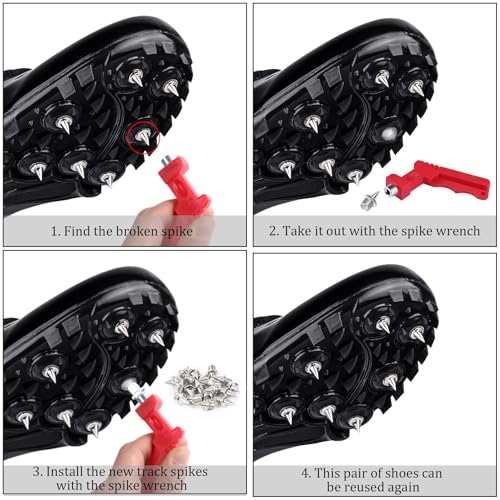 Silvery 120PCS 1/4 Inch Track Shoe Spikes Replacement with Wrench for Running