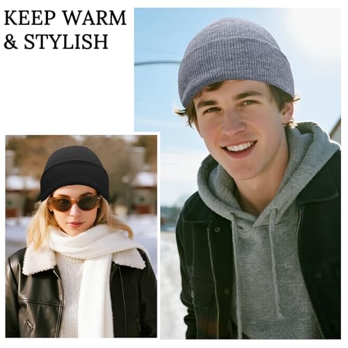 PFFY Unisex Beanie Hats for Men Women Knit Winter Beanies
