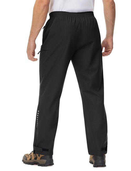 TBMPOY Men's Rain Pants Waterproof Zipper Lightweight Breathable Mesh with 3 Zipper Pockets Rain Gear Work Motorcycle Black XL