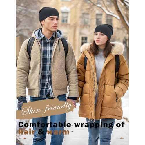 JHYWELL Cotton Beanie Hat Jersey Soft Skull Caps Lightweight Sleep Cap Running Beanies Light Weight Chemo Hat for Men & Women