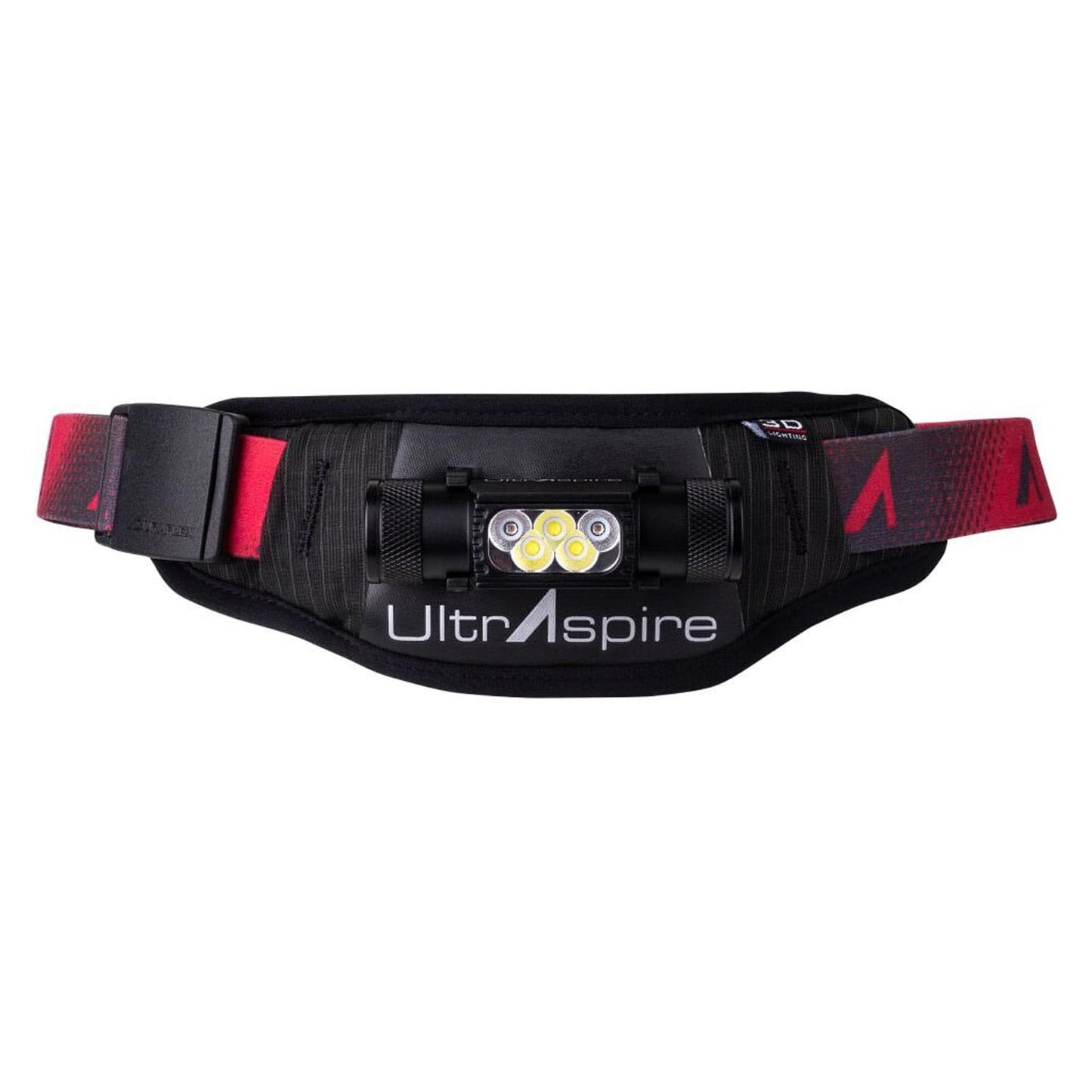 UltrAspire Lumen Collection Waist Light Belt | Lightweight & Water Resistant - 850 Duo, Black/Red