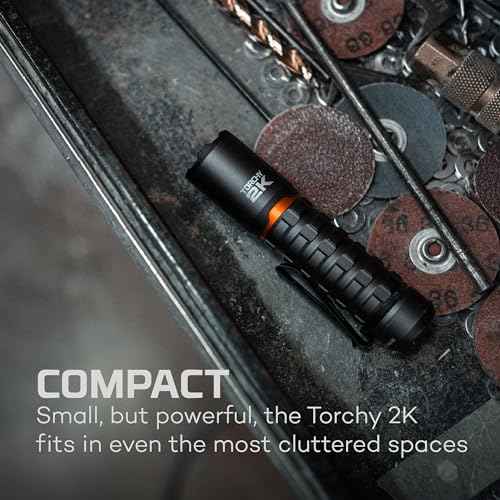 NEBO Torchy 2K Rechargeable Pocket Flashlight | 2000 Lumen Rechargeable Pocket Flashlight, 5 LED Light Modes, Water & Impact Resistant for Camping, Hunting, Hiking