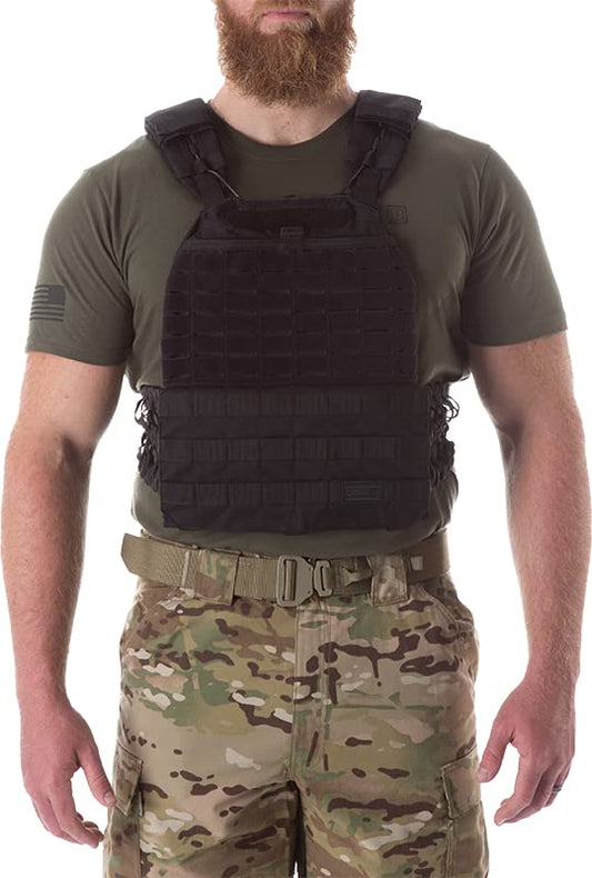 5.11 Tactical TacTec Plate Carrier – Lightweight, Breathable, Adjustable Fit, MOLLE-Ready, Ideal for Training, Style 56100, Black, One Size