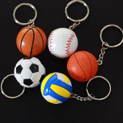 Ulteptus Creative mini PU leather simulation (basketball, football, baseball, volleyball) souvenir pendant, key chain、keyring (Football and volleyball)