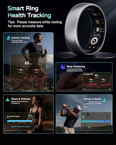 Smart Ring for Women Men - Gen 4 SR06 Carbon Black with 24-Hour Sleep & Health Tracking