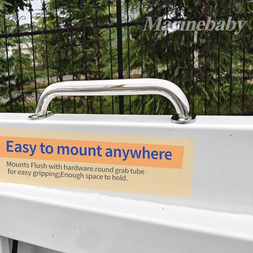 Heavy Duty Stainless Steel Boat Handrail 12 Inch Polished Marine Grab Handle - 2 Pack