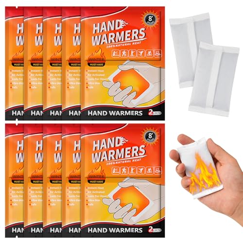 Hand Warmers - Instant Heat, Up to 8 Hours£¨1pcs£© of Cozy Warmth, 20 - Pack for All Your Cold Days£¬20 Count (10 Pack with 2 Warmers per/Pack)
