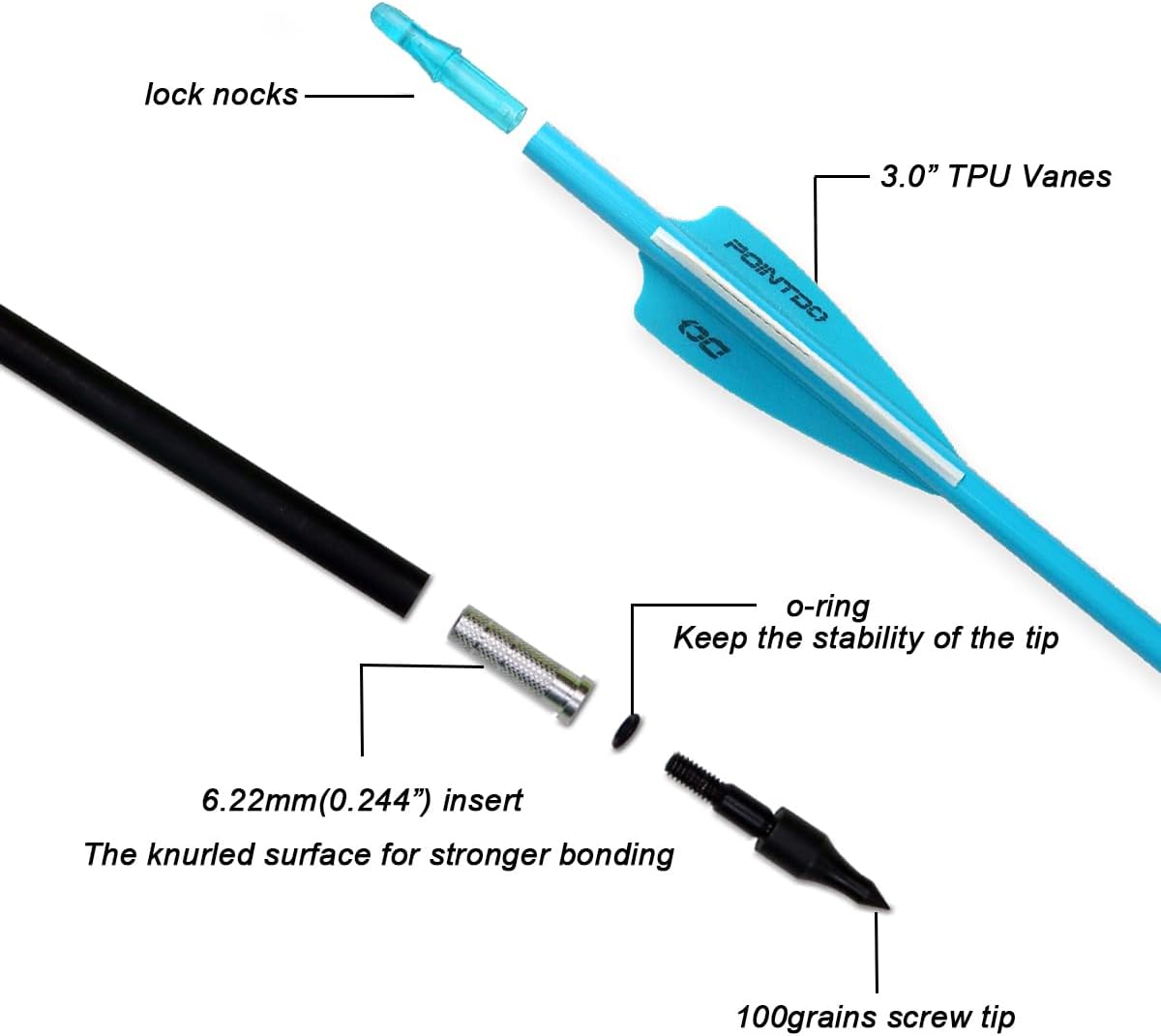30inch Carbon Arrow Fluorescence Color Targeting and Practice and Hunting Arrows for Compound Bow and Recurve Bow with Removable Tips(Pack of 12)