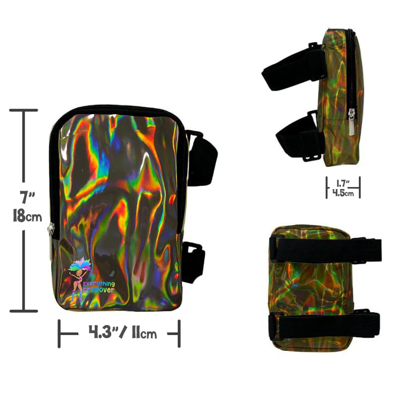 Holographic Thigh Bag | Leg Harness for Women | Outdoor Leg Pouch | Carnival Hiking Travel Fanny Pack with Adjustable Straps | Brown