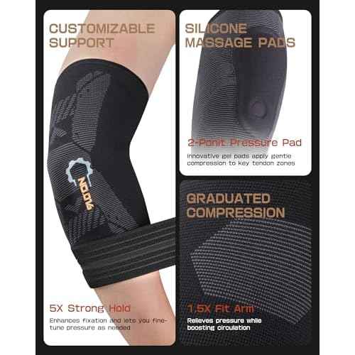 Elbow Brace Support - Elbow Compression Sleeve with Gel Pad for Tennis/Golfer's Elbow Pain Relief, Arthritis, Bursitis, Tendonitis & Muscle Strain (Left Hand)