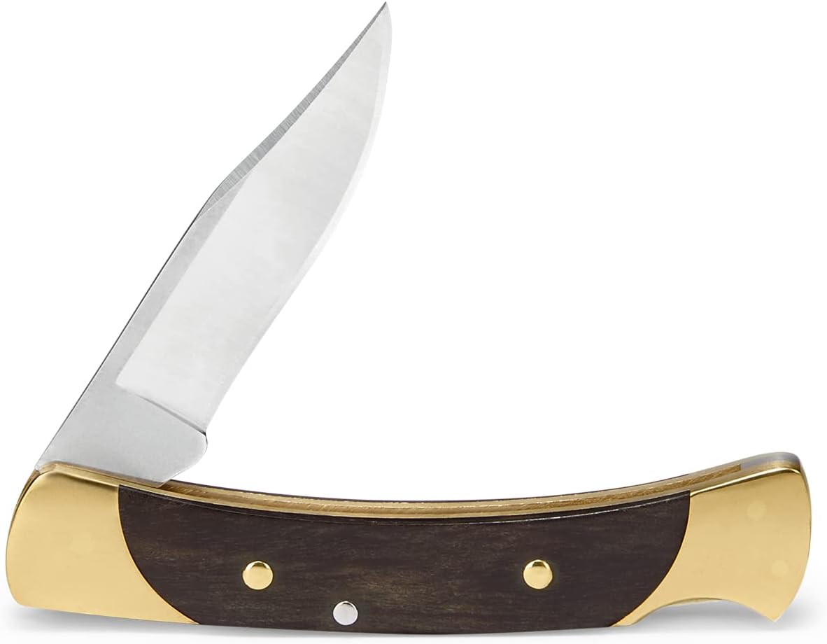 Buck Knives The 55 Folding Pocket Knife 2-3/8" 420HC Steel Clip Blade, Ebony Handle, Brass Bolsters