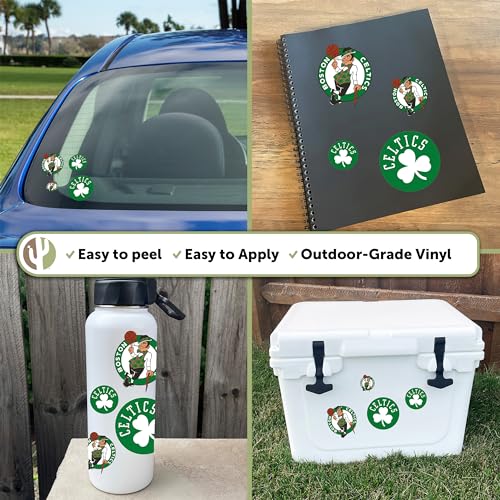 Boston Celtics Vinyl Sticker Sheet - 8.5 x 11 Inches, Team Fan Decal
