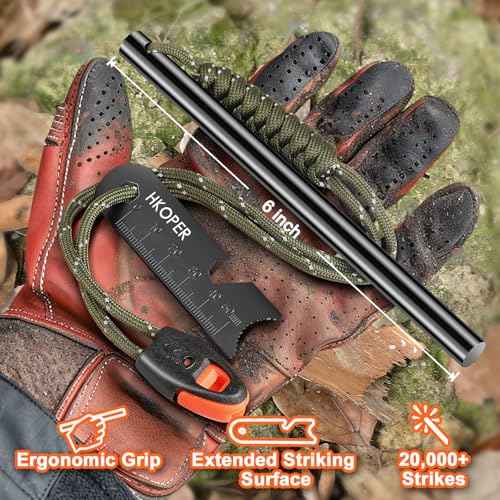Ferro Rod Fire Starter, 6 Inch X 3/8 Inch Fire Starter Survival Tool, Flint and Steel for Camping and Hiking, Flint Fire Starter, Magnesium Fire Starter