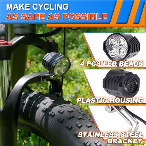 Ebike Headlight 48V 36V, 12V-60V Compatible, 3 Pin SM Connector Electric Bike Front Light