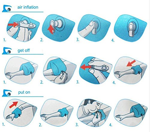 Kids & Adults Inflatable Swim Arm Bands 3 Pairs Floatation Sleeves Blue