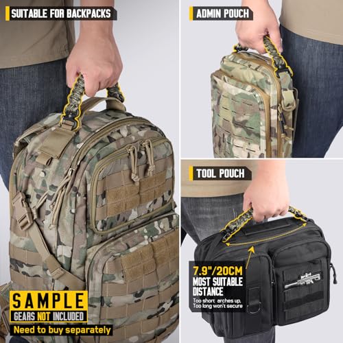 Camogreen Paracord Handle for MOLLE Water Bottle Holder Pouch Backpack - 9.4 Inch Plastic Clip