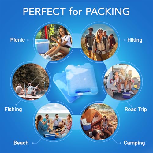 Jumbo XL Reusable Ice Packs for Cooler with Handle - Long Lasting Cooling 4 Pack
