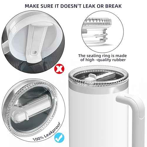 Replacement 40 oz for Stanley Quencher H2.0 Cup Accessories, Flip Straw Tumbler Lid for Stanley Cup, Spill-Proof Design, High-End Heat-Resistant Material (White, 40 oz)