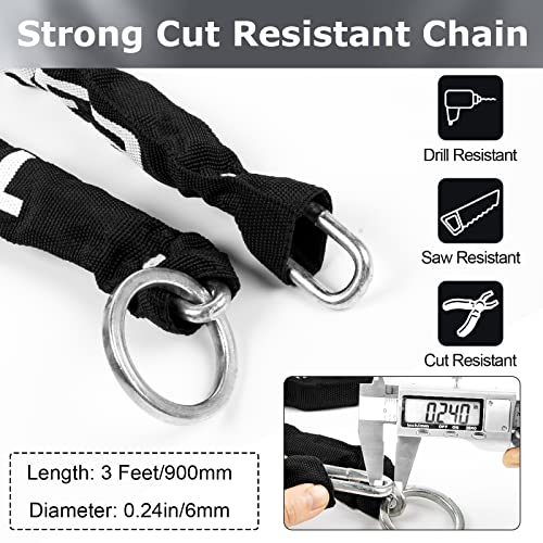 Heavy Duty Bike Chain Lock with U Lock - 3 Feet, 6mm Chain - Security Bike Lock with 2 Keys