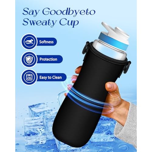 Water Bottle Sleeve with Pouch for Cirkul 22 oz - Crossbody Shoulder Strap Detachable Phone Purse with Bottles Cover Holder Carrier Bag