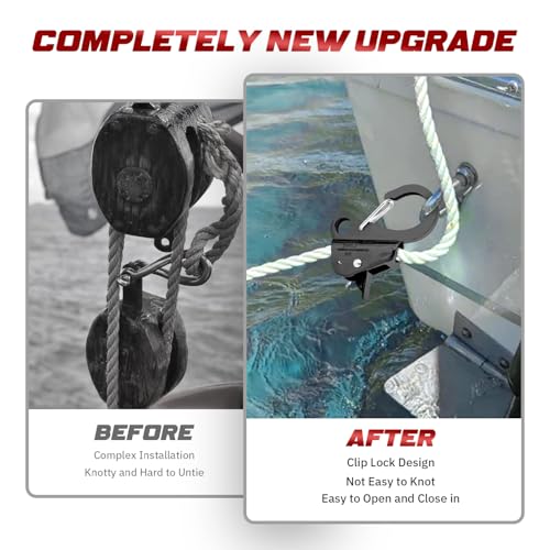 Silver Adjustable Boat Rope Hook with Quick Release, 316 Stainless Steel, 8000 lbs Capacity
