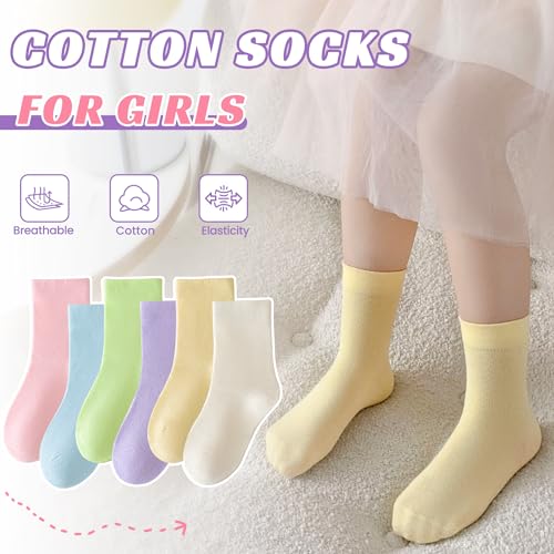 Kids Crew Socks 6 Pairs for 6-8 Years - Cotton Cute Youth Dress Socks