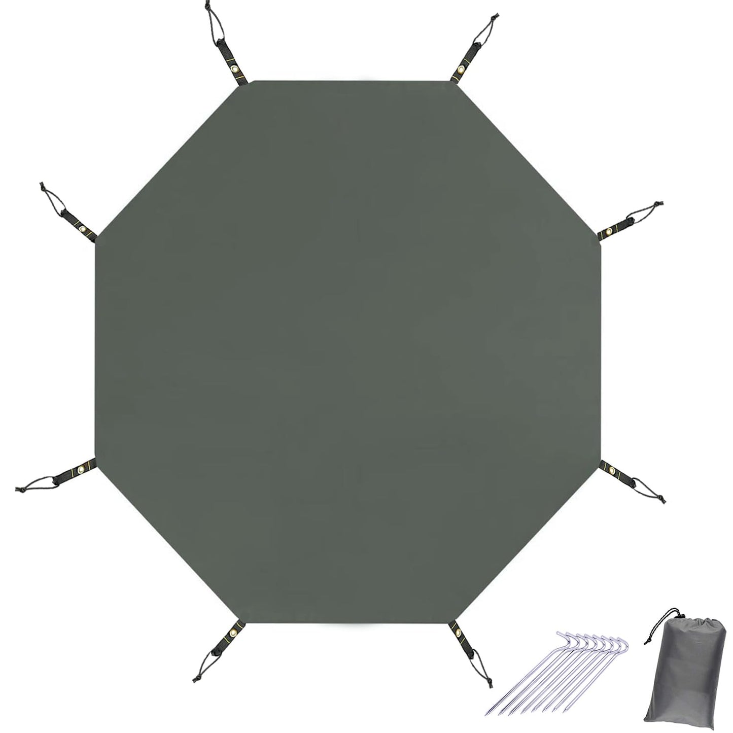 Farfly Waterproof Camping Tarp, Tent Footprint, Heavy Duty Ground Sheet Mat, Octagon Grey 151x137in