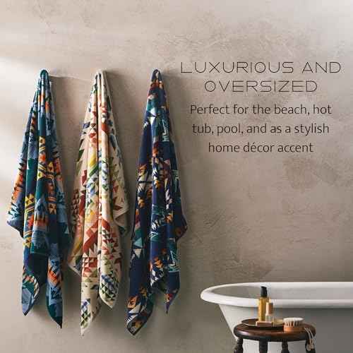Pendleton Oversized Jacquard Spa Towels, 40 x 70 inches Bath Towels, 100% Cotton, Soft and Quick Dry for The Beach, Hot Tub, Pool - Diamond Peak