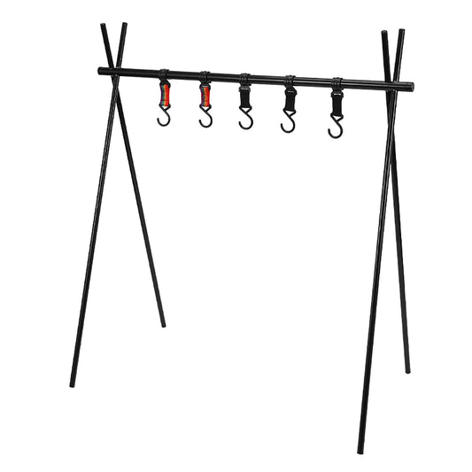 Alomejor Outdoor Camping Hanging Rack Foldable Portable Tripod Stand Quick Setup Lightweight Tools Cookware Storage Organizer Gear for Outdoor Enthusiasts