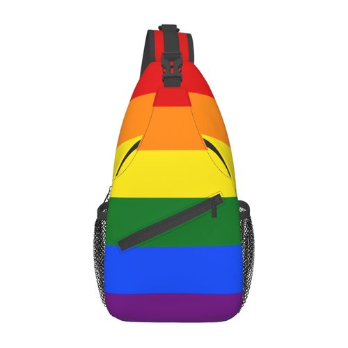 Qurdtt Rainbow LGBT Crossbody Backpack Gay Pride Sling Bag for Men Women Shoulder Chest Bags Gym Sport Travel Hiking Daypack