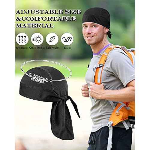 Foaincore 8 Pack Do Rag Skull Caps for Men Sweat Wicking Doo Rags Cooling Helmet Liner Cycling Motorcycle Bandana