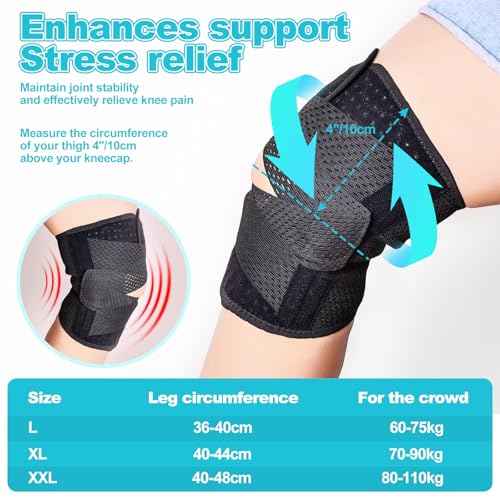 Knee Cross Support Brace - with Patella Gel Pad and Side Stabilizer Lightweight Breathable Mesh Fabric Adjustable Elasticity for Workout Sports and Arthritis (X-Large)