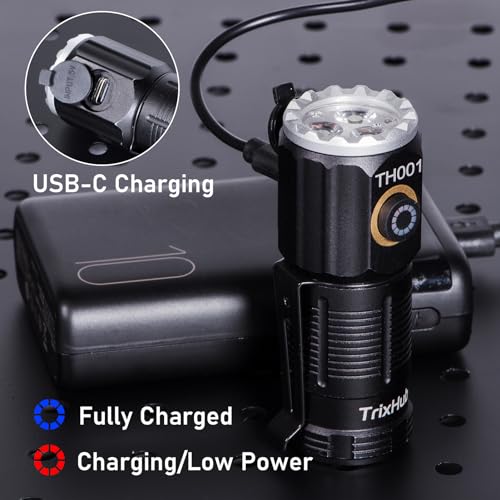 Small Rechargeable Flashlight 2-Pack, High Lumens Super Bright USB-C Charge LED Compact Powerful Mini Pocket Clip-on Flash Light Torch for Home Outage Camping Hiking EDC Tactical Waterproof