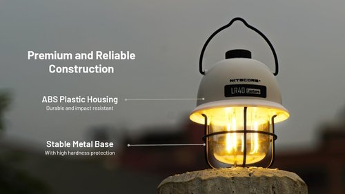 Nitecore LR40 Retro Style Rechargeable Multi Purpose LED Camping Lantern (Green Exterior) with EdisonBright Power Adapter Bundle