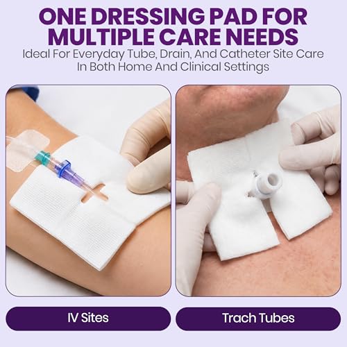 100 Pack Sterile Split Gauze Sponges 4x4 for IVs, Catheters, Tracheostomy, G Tubes