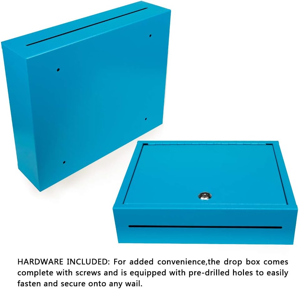 KYODOLED Suggestion Box with Lock and Slot, Small Locking Mailbox for Office, Wall Mount Safe Money/Key Drop Box with 50 Free Suggestion Cards, 9.8" W x 3" D x 7" H, Black