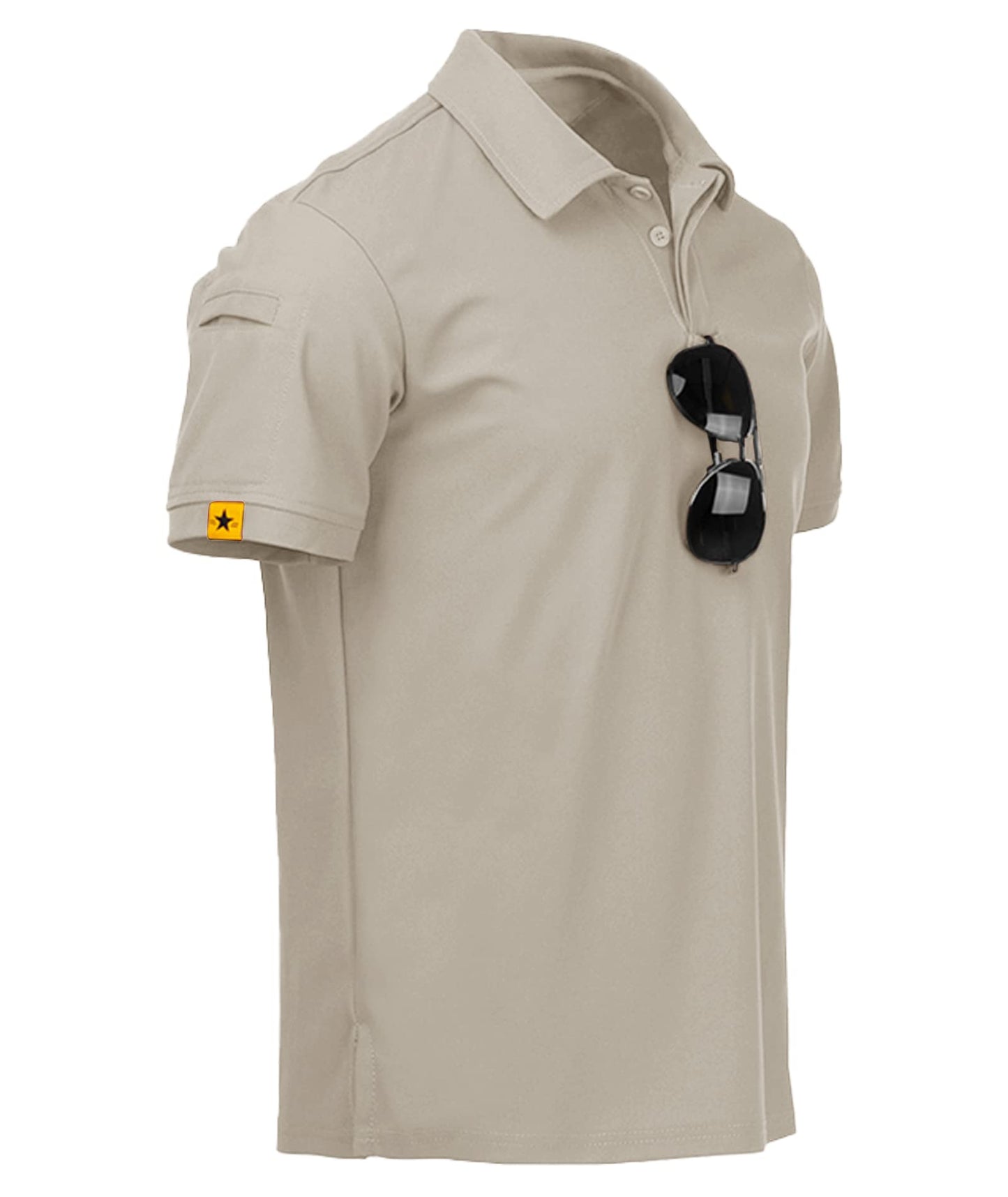 ZITY Mens Polo Shirt Short Sleeve Sports Tactical T-Shirt Athletic Golf Polos Daily Casual Stylish Collared Shirts for Men Lightkhaki XX-Large