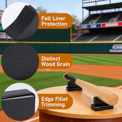 TOBWOLF Baseball Bat Display Stand - Black Desktop Horizontal Holder - Variation of This Listing