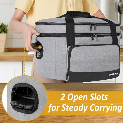 YOREPEK Gray Slow Cooker Carrier Bag for 6-8 Quart Crockpots - Insulated Travel Case