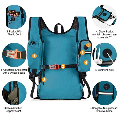 Seektop 15L Small Lightweight Hiking Backpack for Women Men - Teal Blue