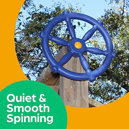Kids Pirate Ship Wheel Toy for Outdoor Playsets - Blue, 12 Inch Diameter