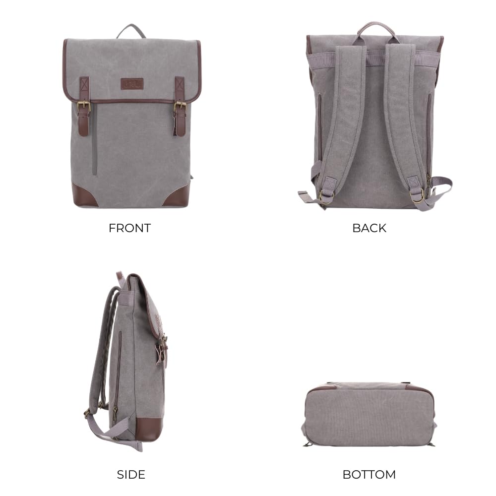 JESSIE & JAMES Vintage Canvas Travel Backpack for Women Men 16 inches Laptop Backpack GREY