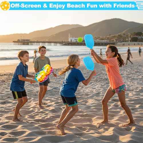 Pickleball Paddles Set of 2 Kids Outdoor Toys for Yard Beach Pool Camping Lawn Games Lightweight Pickleball Set Christmas Birthday Gifts for Boy Girl 4 5 6 7 8 Year Old, Stocking Stuffers