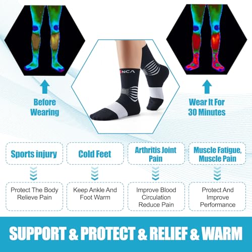 Neenca Compression Socks for Men & Women 20-30 mmHg Large Black & White 2 Pairs