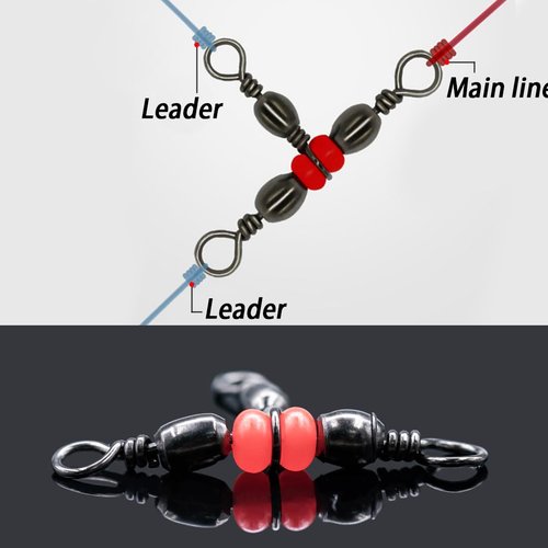 SquEqu 50 Pack Fishing Three Way Swivels Cross Line Barrel 3 Way Swivel Crossline Connector Tackle Trolling T-Turn Connection for Fishing Tackle Catfish Rig Surf Saltwater Freshwater Spider Rigging