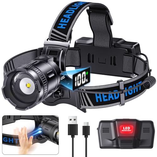 LED Headlamp Rechargeable, 2000 Lumens Super Bright Head Lamp with Motion Sensor, 5 Modes & 120¡ÆAdjustable & IPX7 Waterproof USB Rechargeable Headlight for Outdoor Camping, Running, Cycling, Climbing