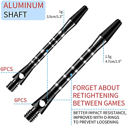 Dart Shafts 50mm 53mm Aluminium Alloy with Rubber Rings Classic Style Multicolor 30 Pcs