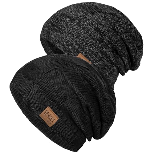 Senker Fashion Slouchy Beanie for Men Women, Oversized Winter Beanies Hats Warm Thick Stocking Caps for Gifts Outdoor
