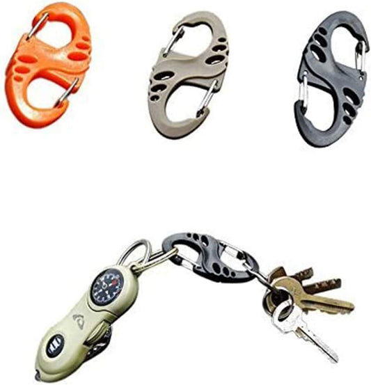 yueton 18 Pcs 50mm Plastic Clip Snap Hook Dual Buckle Keychain For Hiking/Camping/Outdoors Fishing/Backpack Gear