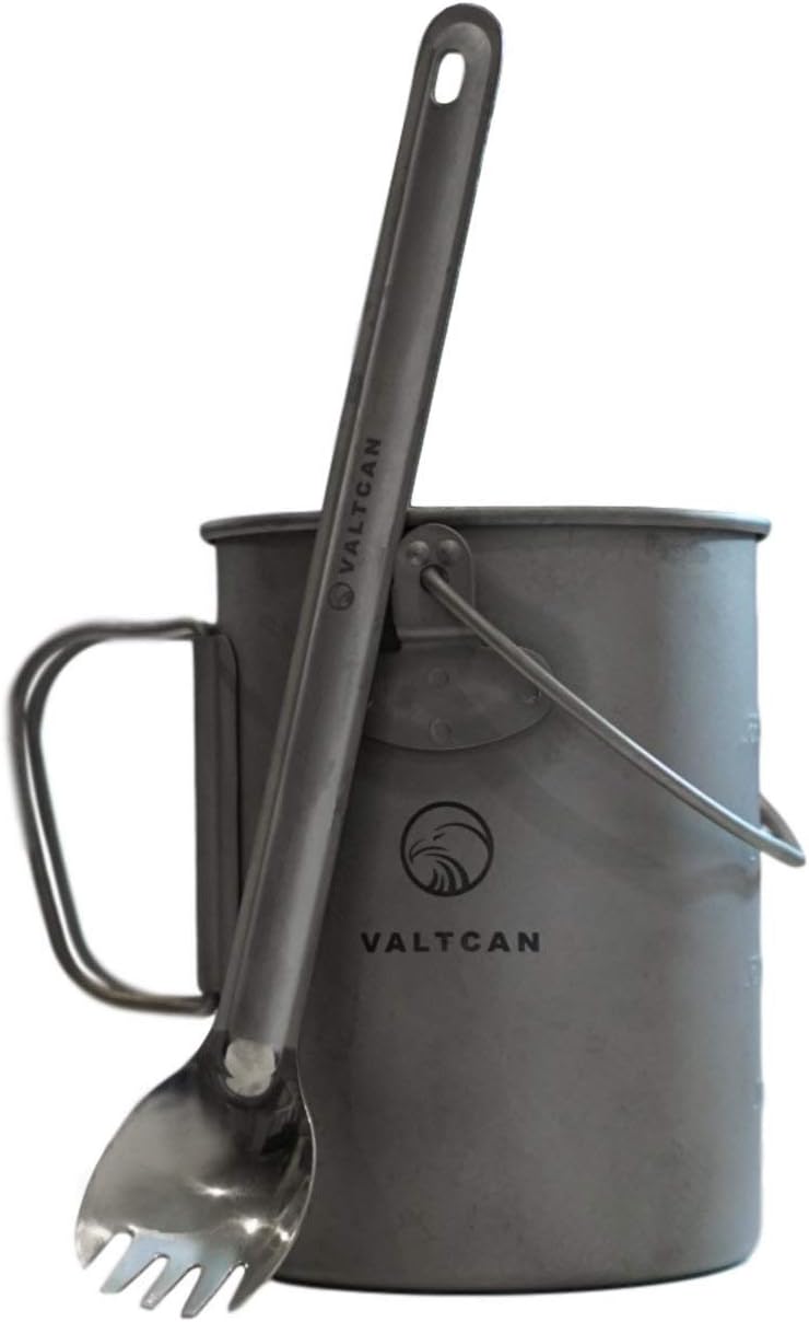 Valtcan Titanium Spork Long Handle Polished Bowl 9 inch 230mm Camping Backpacking Essential Utensil